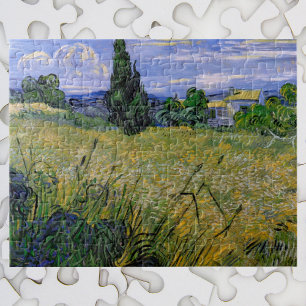 Grünes Weizenfeld mit Zypresse von Vincent van Gog Puzzle