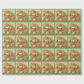 Grünes Welpenpapier Geschenkpapier (Flach)