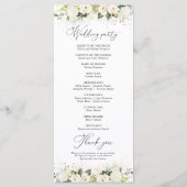 Grünes White Roses Hochzeitsprogramm Programm (Rückseite)