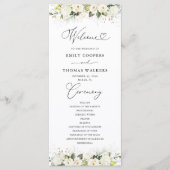 Grünes White Roses Hochzeitsprogramm Programm (Vorderseite)