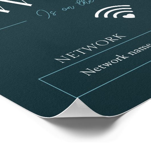 Grünes Wifi-Kennwort und Netzwerksignatur Poster (Ecke)