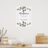 Grünes Willkommens-Hochzeitsschild Poster (Küche)