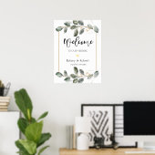 Grünes Willkommens-Hochzeitsschild Poster (Heimbüro)