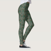Grünes Winter Botanisches Muster Leggings (Rechts)
