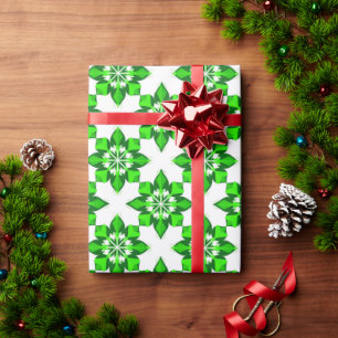 ❄ Grünes Winter-Schneeflockenraster ❄ Geschenkpapier