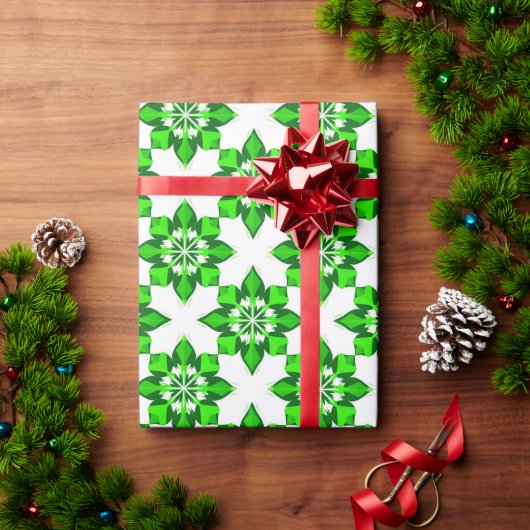❄ Grünes Winter-Schneeflockenraster ❄ Geschenkpapier (Feiertagsgeschenk)
