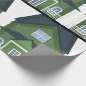 Grünes Wohnhaus Geschenkpapier (Ecke)