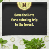 Grünes Woodpecker-Flying Monogram-Foto Geschirrtuch (Gefaltet)