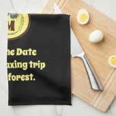 Grünes Woodpecker-Flying Monogram-Foto Geschirrtuch (Viertel Falte)