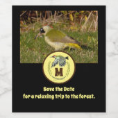 Grünes Woodpecker-Flying Monogram-Foto Weinetikett (Einzelnes Label)