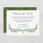 Grünes Wreath-Beileid danken Ihnen Dankeskarte (Vorne/Hinten)