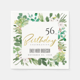 GRÜNES WREATH FOLIAGE WATERCOLOR JEDES ALTER BIRT SERVIETTE