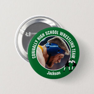 Grünes Wrestling-Team-Foto High School Wrestler Button