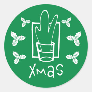 Grünes Xmas Weihnachten Runder Aufkleber