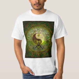 Grünes Yin Yang mit Baum des Lebens T-Shirt