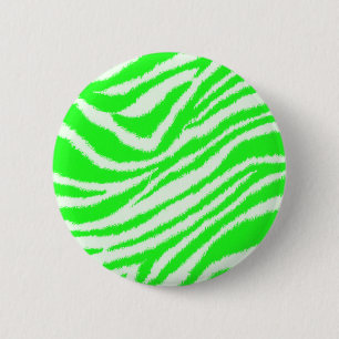 Grünes Zebra-Neonmuster Button