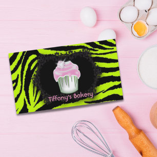 grünes Zebradruckgebäck Pink Cupcake Visitenkarte
