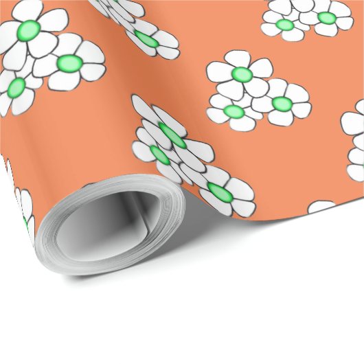 Grünes zentriertes Daisy Wrapping-Papier Geschenkpapier (Rolleneckpunkt)