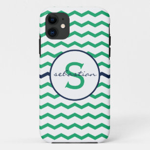 Grünes Zickzack Monogramm iPhone 11 Hülle
