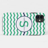 Grünes Zickzack Monogramm Case-Mate iPhone Hülle (Rückseite (Horizontal))
