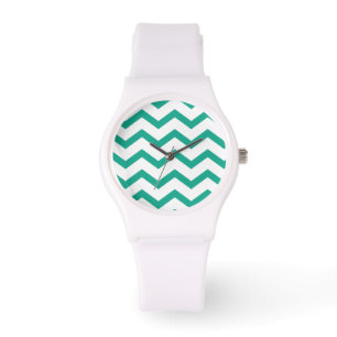 Grünes ZigZag-Zickzack Muster Armbanduhr