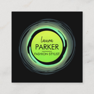 Grünes Zirkel Wasserfarben Makeup Artist Elegant Quadratische Visitenkarte