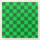 Grünes Zweifarbiges Schachbrettmuster Glasuntersetzer (Vorderseite)