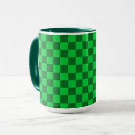 Grünes Zweifarbiges Schachbrettmuster Tasse