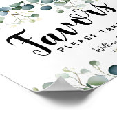 Grüneukalyptus Favors Party oder Hochzeitszeichen Poster (Ecke)