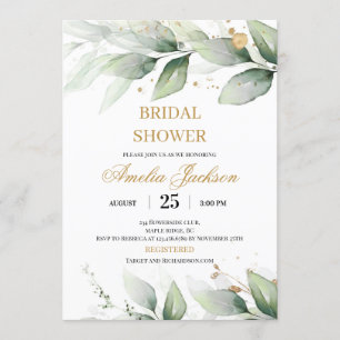 Grüneukalyptus und Goldbridal der Glitzern Einladung