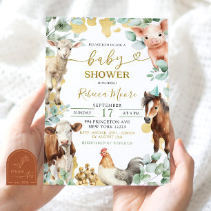 Grünfarm Eucalyptus Animal Boy Baby Shower Einladung