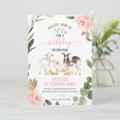 Grünfarm Geburtstagsfeier Einladung mit Blume (Stehend Vorderseite)