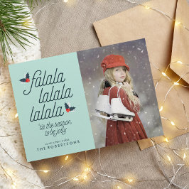 Grünflächen des Holly Christmas-Fotos Feiertagskarte