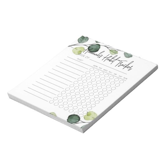 Grünflächen Minimal Script Habit Tracker Notepad Notizblock (Rotiert)
