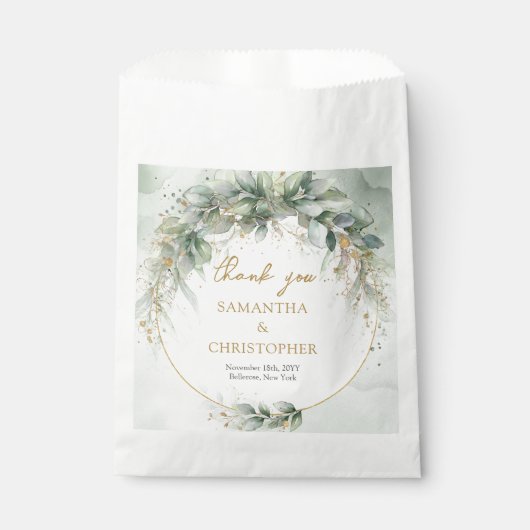 Grünflächen von Boho Eukalyptus zweigen Imitate Go Geschenktütchen (Vorderseite)