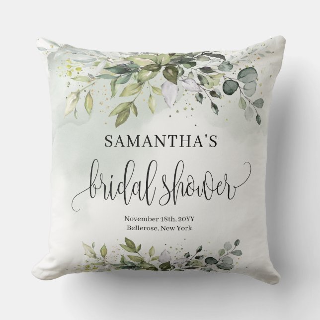 Grünflächen von Boho Eukalyptus zweigen Imitate Go Kissen (Vorderseite)