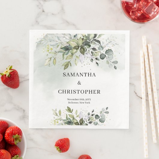 Grünflächen von Boho Eukalyptus zweigen Imitate Go Serviette (Beispiel)