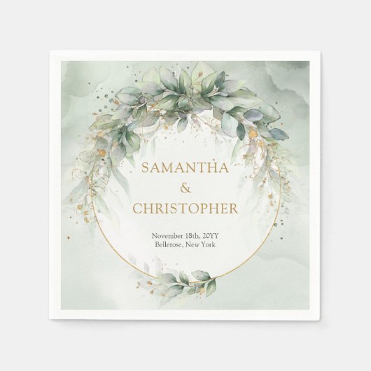 Grünflächen von Boho Eukalyptus zweigen Imitate Go Serviette (Vorderseite)