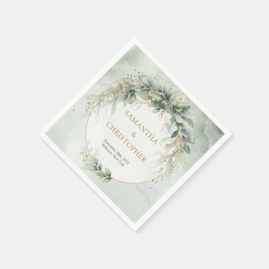 Grünflächen von Boho Eukalyptus zweigen Imitate Go Serviette (Ecke)