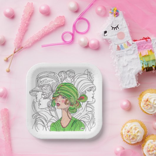 Grünflachmädchen Pappteller (Party)