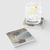 Grünflügelige Aquamarin Steinuntersetzer (Seitenansicht)