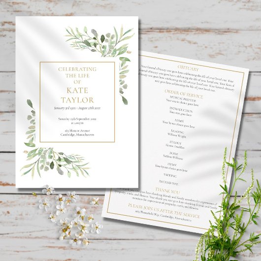 Grünfoliage Beerdigungsorden Programm