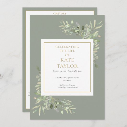 Grünfoliage Beerdigungsorden Programm (Vorne/Hinten)