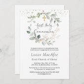 Grünfoliage Cross Erste Kommunion Einladung (Vorne/Hinten)