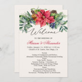 Grünfoliage Poinsettia Hochzeitsprogramm Einladung (Vorne/Hinten)