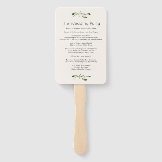 Grünfoliage Poinsettia Hochzeitsprogramm Fächer (Rückseite)