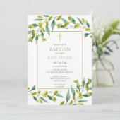 Grünfoliage Taufe Einladung (Stehend Vorderseite)