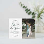 Grünfolien moderne Skripthochzeit speichern das Da Postkarte (Stehend Vorderseite)