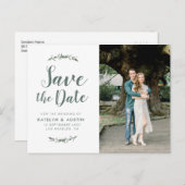 Grünfolien moderne Skripthochzeit speichern das Da Postkarte (Vorne/Hinten)