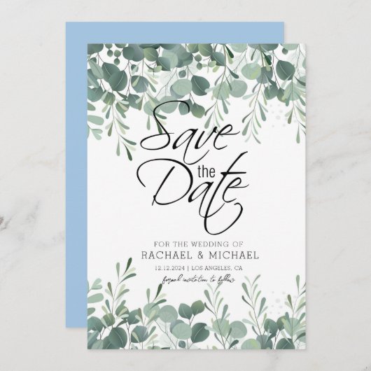 Grünfolien Save the Date Einladung (Vorne/Hinten)